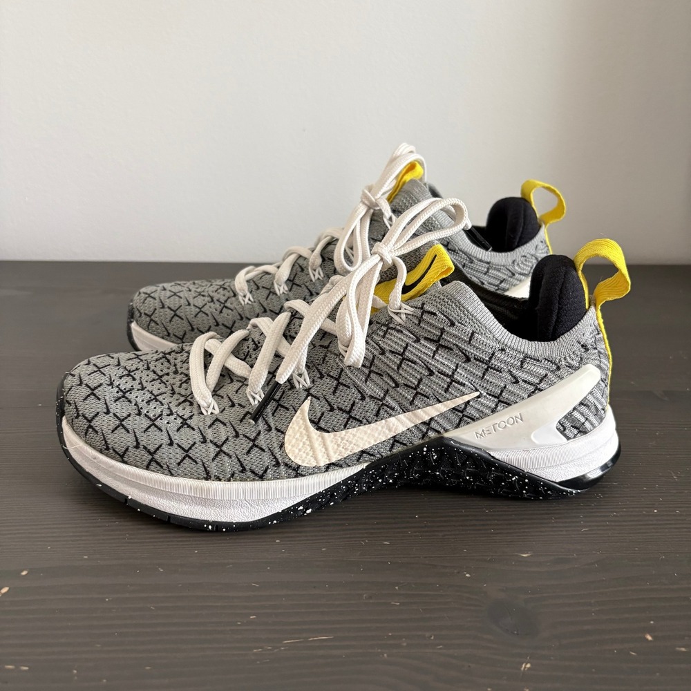 Nike Shoes Flyknit Metcon DSX 2 7 Grey White Yellow Training Sneaker